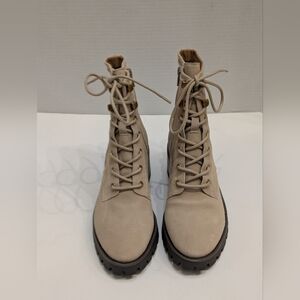 NEW Baretraps Women's 6 Kelda Tan Boots Lace Up & Zip Silky Suede Leather